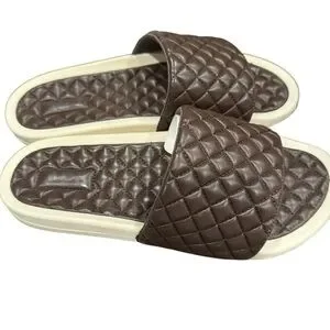 APL | Shoes | Apl Mens Lusso Quilted Brown Leather Slides  display picture 3